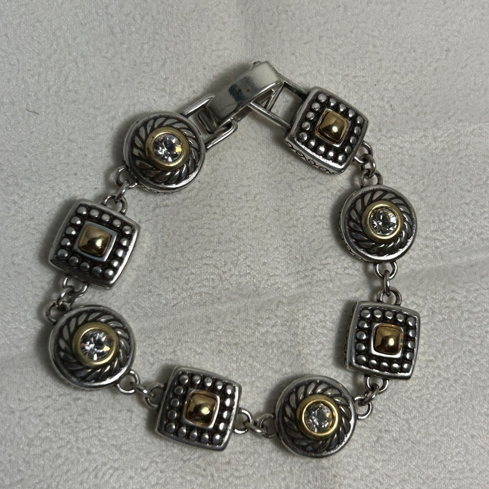 Brighton Heiress Bracelet Two-tone Silver Gold Plated 8" Adjustable - Picture 12 of 12
